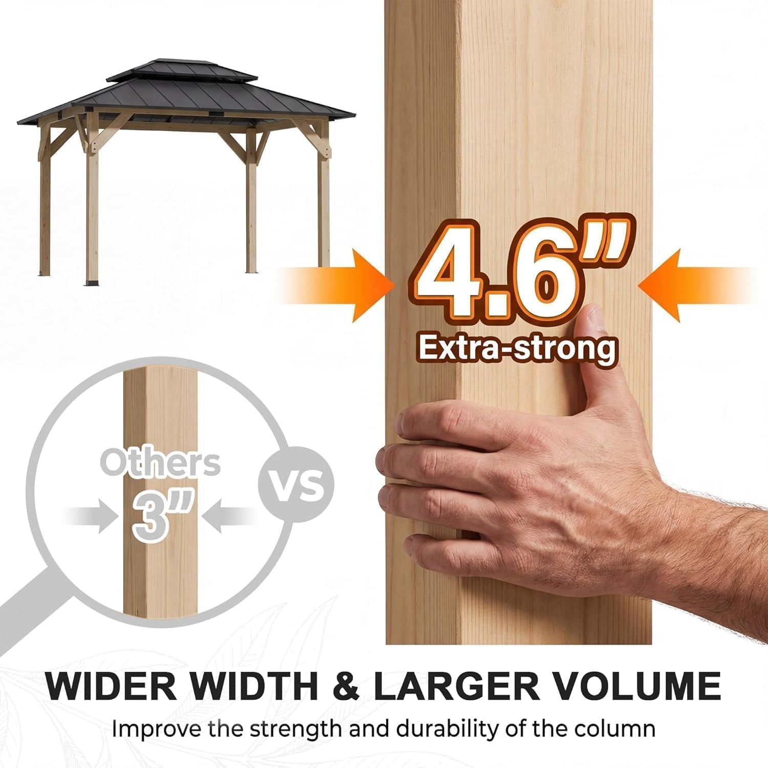 12' X 16' Wooden Gazebo,Patio Hardtop DIY Color Gazebo Wood | Permanent Pavilion with Galvanized Steel Double Metal Roof for Backyard, Deck(Windproof, Snow-Load Bearing, Rustproof)