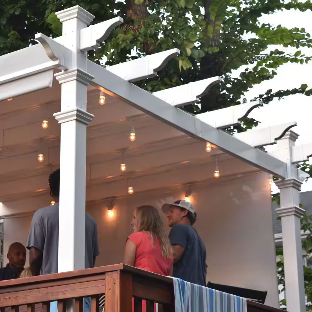 120"L X 120"W X 108"H Vinyl Malibu Canopy Pergola, White, VA42057