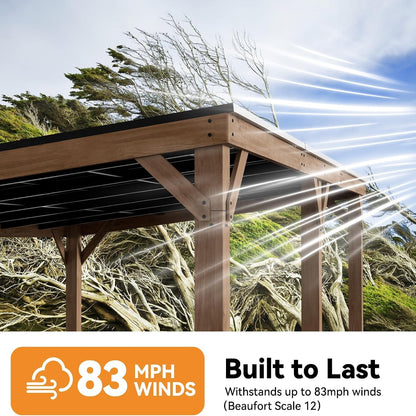 Modern Shade Wood Grill Gazebo 12' X 20' with Sloped Galvanized Steel Roof | All-Weather Cedar Gazebo with 4.6” Extra-Strong Post, Wood Gazebo with Superior Snow & Wind Resistance for Patio, Garden