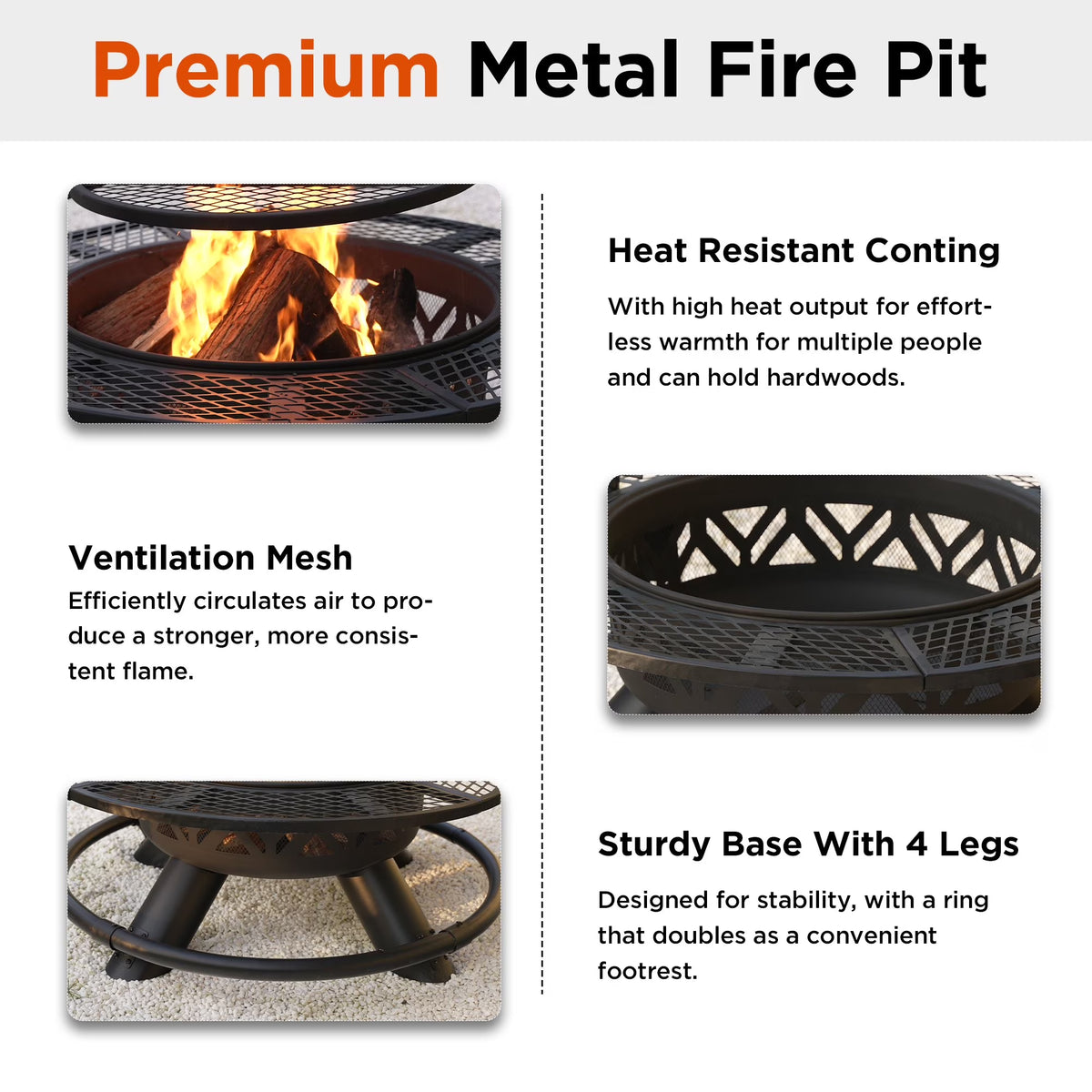 47" Wood Burning Fire Pit with 360° Adjustable Grill, Heavy-Duty Steel 2-In-1 Fire Pit & BBQ Table for Patio, Backyard, Camping, Cookout