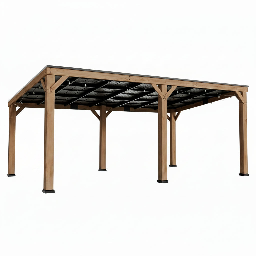 Modern Shade Wood Grill Gazebo 12' X 20' with Sloped Galvanized Steel Roof | All-Weather Cedar Gazebo with 4.6” Extra-Strong Post, Wood Gazebo with Superior Snow & Wind Resistance for Patio, Garden