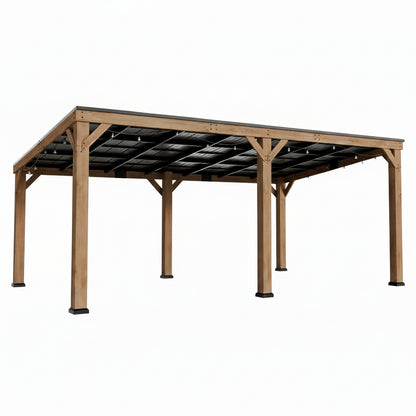 Modern Shade Wood Grill Gazebo 12' X 20' with Sloped Galvanized Steel Roof | All-Weather Cedar Gazebo with 4.6” Extra-Strong Post, Wood Gazebo with Superior Snow & Wind Resistance for Patio, Garden