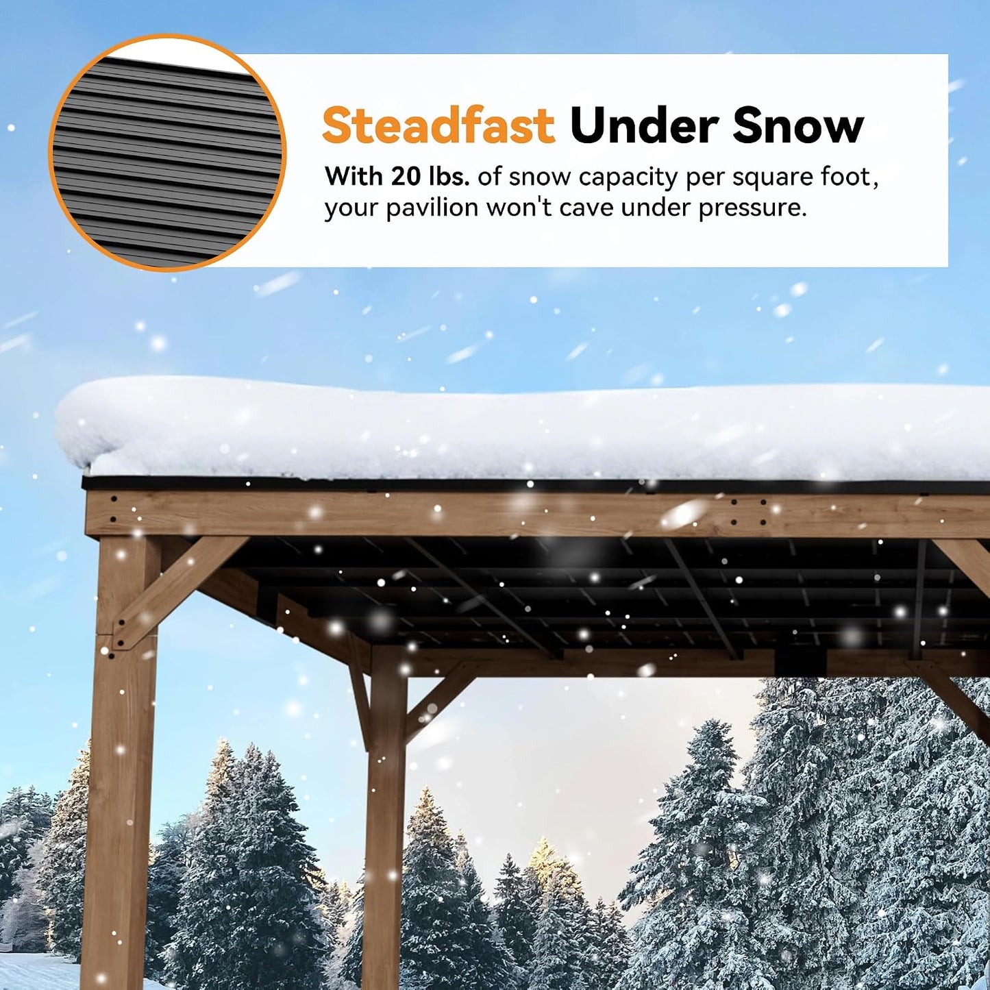 Modern Shade Wood Grill Gazebo 12' X 20' with Sloped Galvanized Steel Roof | All-Weather Cedar Gazebo with 4.6” Extra-Strong Post, Wood Gazebo with Superior Snow & Wind Resistance for Patio, Garden