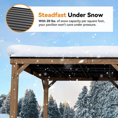 Modern Shade Wood Grill Gazebo 12' X 20' with Sloped Galvanized Steel Roof | All-Weather Cedar Gazebo with 4.6” Extra-Strong Post, Wood Gazebo with Superior Snow & Wind Resistance for Patio, Garden