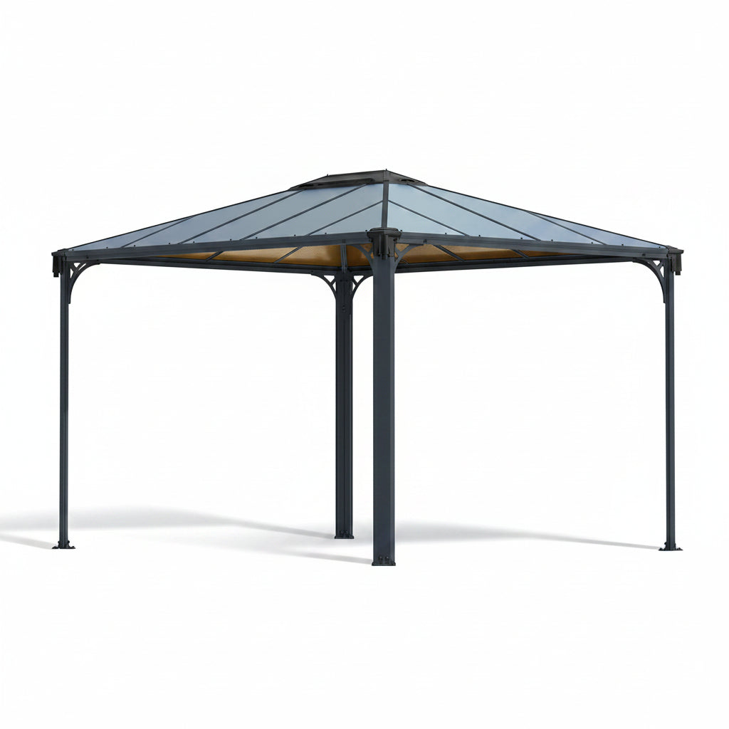 - Canopia Martinique 3600 10' X 12' X 9’ Metal Gazebo, Gray/Bronze | Outdoor Hardtop Backyard Pool Canopy DIY Kit, Heavy-Duty Aluminum Metal Frame UV Protected Polycarbonate Roof, Year-Round Use