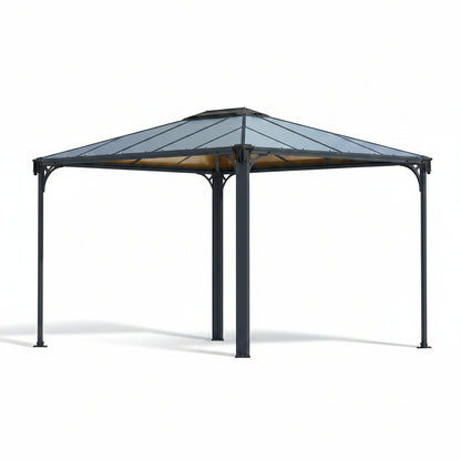 - Canopia Martinique 3600 10' X 12' X 9’ Metal Gazebo, Gray/Bronze | Outdoor Hardtop Backyard Pool Canopy DIY Kit, Heavy-Duty Aluminum Metal Frame UV Protected Polycarbonate Roof, Year-Round Use