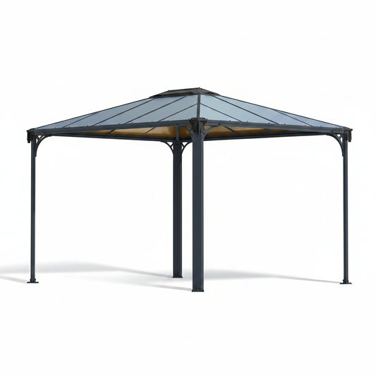 - Canopia Martinique 3600 10' X 12' X 9’ Metal Gazebo, Gray/Bronze | Outdoor Hardtop Backyard Pool Canopy DIY Kit, Heavy-Duty Aluminum Metal Frame UV Protected Polycarbonate Roof, Year-Round Use