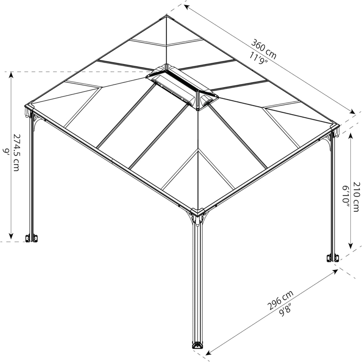 - Canopia Martinique 3600 10' X 12' X 9’ Metal Gazebo, Gray/Bronze | Outdoor Hardtop Backyard Pool Canopy DIY Kit, Heavy-Duty Aluminum Metal Frame UV Protected Polycarbonate Roof, Year-Round Use