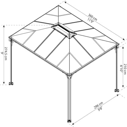 - Canopia Martinique 3600 10' X 12' X 9’ Metal Gazebo, Gray/Bronze | Outdoor Hardtop Backyard Pool Canopy DIY Kit, Heavy-Duty Aluminum Metal Frame UV Protected Polycarbonate Roof, Year-Round Use