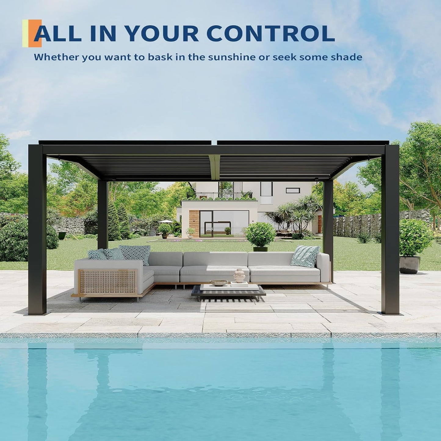 Louvered Pergola 11 Ft X 13 Ft, Outdoor Pergola with Adjustable Louvered Roof, Reinforced Aluminum Frame, Integrated Drainage System, Hardtop Gazebo for Patio, Deck, Gray